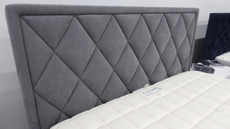 Łóżko Premium 22, zagłówek Caro, romby na zagłówku New Elegance w Świat Sypialni Piaseczno Łóżko premium 22 H: 120 cm, korpus wysoki, noga B, obicie Mystic 213
