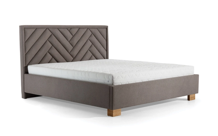 Łóżko Premium 77 w jodełkę, zagłówek w jodłę, jodełka New Elegance w Świat Sypialni Piaseczno Wezglowie-77, nogi dreniane, olcha naturalna