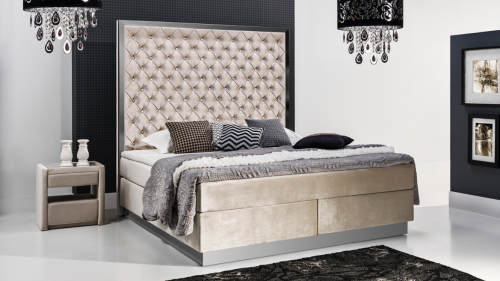 Łóżko kontynentalne 700 Rama Metalowa / Chrom - New Elegance 