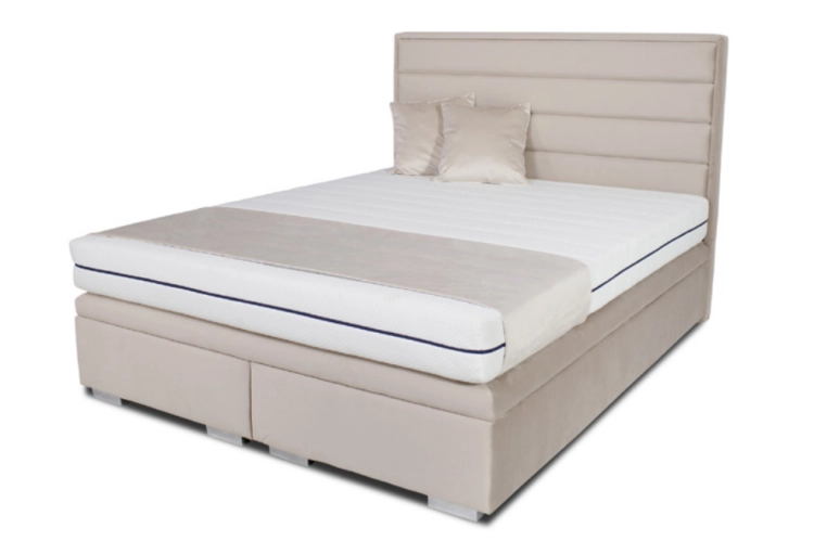 Łóżko Biaggio kontynentalne z dużym pojemnikiem na pościel / schowkiem / poziome pasy na zagłówku - Bed Design w Świat Sypialni Piaseczno rozmiary 140/200; 160/200 ; 180/200 ; 200/200 ; 140x/200 ; 160x200 ; 180x200 ; 200x200