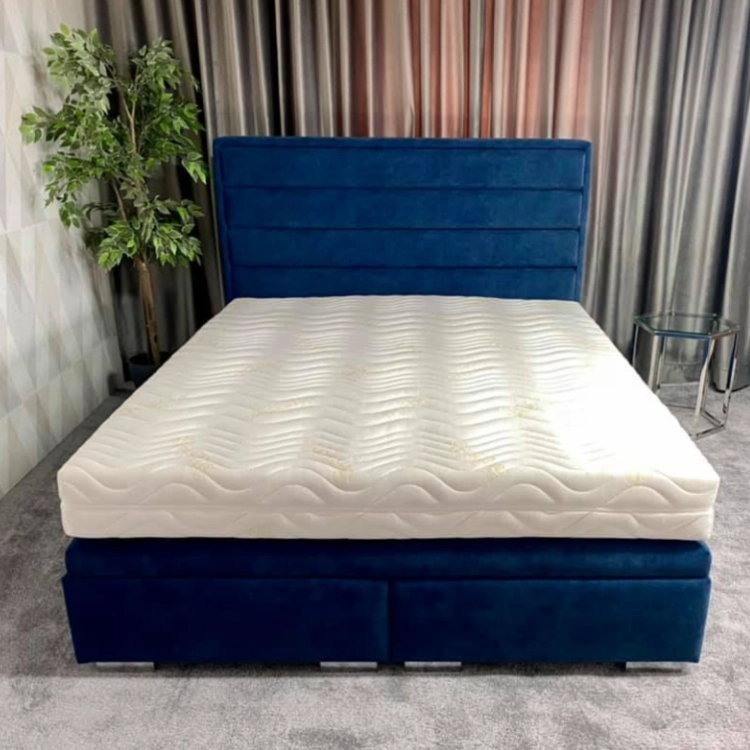 Łóżko Biaggio kontynentalne z dużym pojemnikiem na pościel / schowkiem / poziome pasy na zagłówku - Bed Design w Świat Sypialni Piaseczno rozmiary 140/200; 160/200 ; 180/200 ; 200/200 ; 140x/200 ; 160x200 ; 180x200 ; 200x200