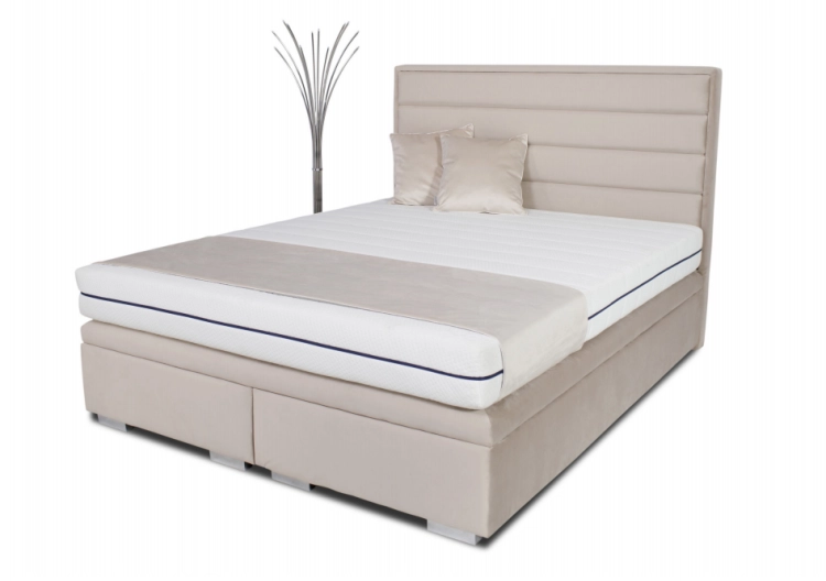 Łóżko Biaggio kontynentalne z dużym pojemnikiem na pościel / schowkiem / poziome pasy na zagłówku - Bed Design w Świat Sypialni Piaseczno rozmiary 140/200; 160/200 ; 180/200 ; 200/200 ; 140x/200 ; 160x200 ; 180x200 ; 200x200