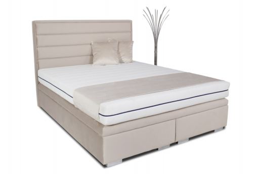 Łóżko Biaggio kontynentalne z dużym pojemnikiem na pościel / schowkiem / poziome pasy na zagłówku - Bed Design w Świat Sypialni Piaseczno rozmiary 140/200; 160/200 ; 180/200 ; 200/200 ; 140x/200 ; 160x200 ; 180x200 ; 200x200