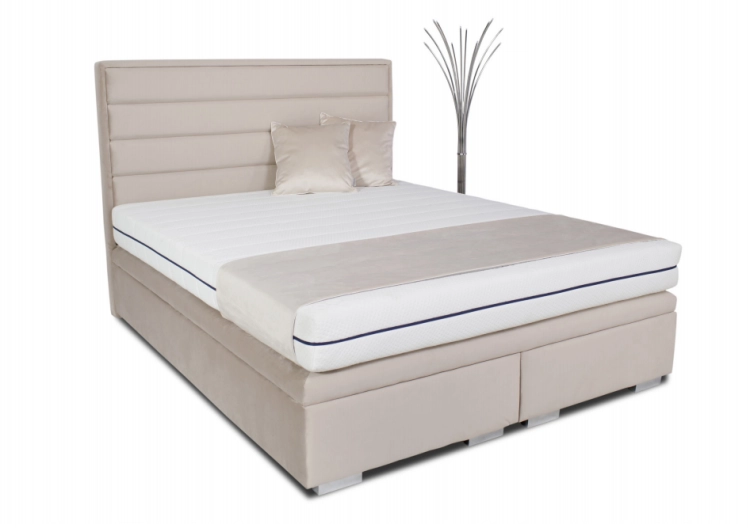 Łóżko Biaggio kontynentalne z dużym pojemnikiem na pościel / schowkiem / poziome pasy na zagłówku - Bed Design w Świat Sypialni Piaseczno rozmiary 140/200; 160/200 ; 180/200 ; 200/200 ; 140x/200 ; 160x200 ; 180x200 ; 200x200