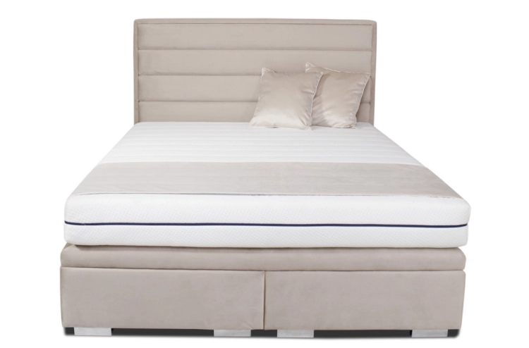 Łóżko Biaggio kontynentalne z dużym pojemnikiem na pościel / schowkiem / poziome pasy na zagłówku - Bed Design w Świat Sypialni Piaseczno rozmiary 140/200; 160/200 ; 180/200 ; 200/200 ; 140x/200 ; 160x200 ; 180x200 ; 200x200