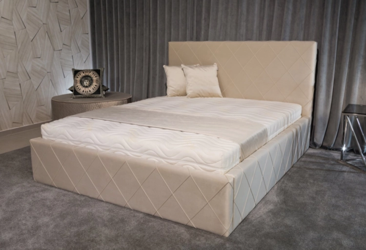 Łóżko ALESSIO TAPICEROWANE / ramowe (z pojemnikiem lub bez pojemnika) - Bed Design w Świat Sypialni Piaseczno