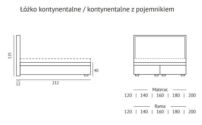 Łóżko IVO Kontynentalne (z pojemnikiem lub bez pojemnika) - Bed Design w Świat Sypialni Piaseczno