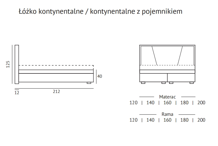 Łóżko VALERIO Kontynentalne (z pojemnikiem lub bez pojemnika) - Bed Design w Świat Sypialni Piaseczno