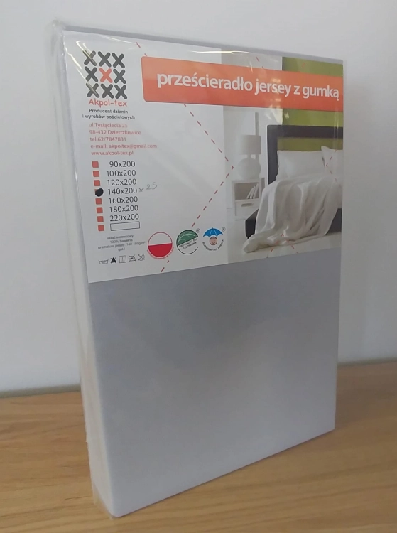 Prześcieradło Jersey AkpolTex, kolor 31 jasny szary / Świat Sypialni Piaseczno
