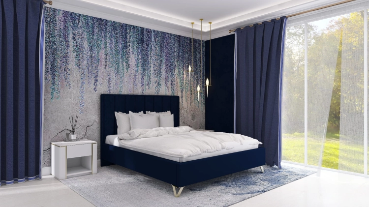 Łóżko OLIVIERO  tapicerowane light  (z pojemnikiem lub bez pojemnika) - Bed Design w Świat Sypialni Piaseczno