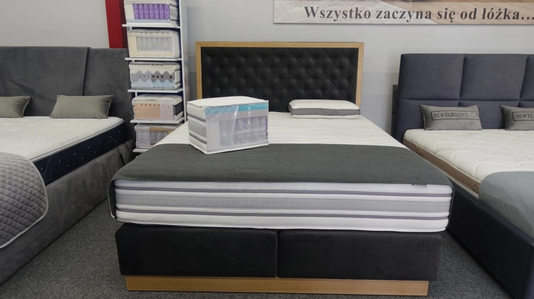 700 + drewno_Łóżko kontynentalne z zagłówkiem 700 - New Elegance Rozmiar 160/200 Wyprzedaż z ekspozycji