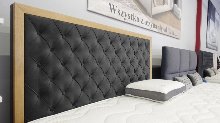 700 + drewno_Łóżko kontynentalne z zagłówkiem 700 - New Elegance Rozmiar 160/200 Wyprzedaż z ekspozycji