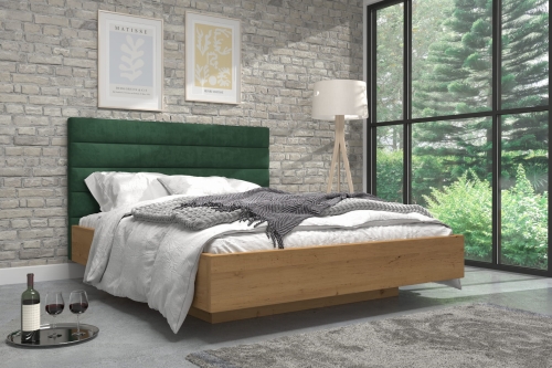 Oslo Plus  - pojemnik, Łóżko OSLO PLUS z litego drewna olchowego lub dębowego, wezgłowie tapicerowane nr. 5  materiały Fargotex, łóżko z pojemnikiem i stelażem, firma Ekodom, Warszawa, Piaseczno Puławska 48, sypialnie, materace