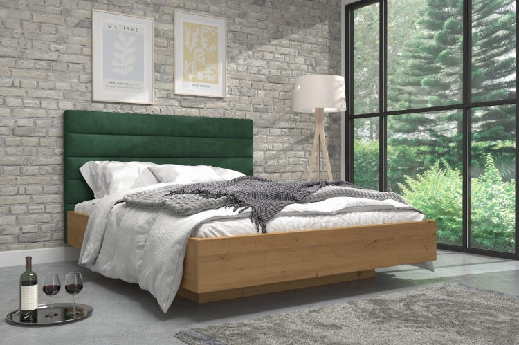 Oslo Plus  - pojemnik, Łóżko OSLO PLUS z litego drewna olchowego lub dębowego, wezgłowie tapicerowane nr. 5  materiały Fargotex, łóżko z pojemnikiem i stelażem, firma Ekodom, Warszawa, Piaseczno Puławska 48, sypialnie, materace