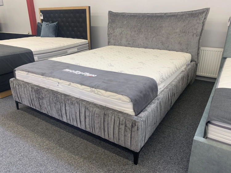 Łóżko SIMONE ONE tapicerowane light z miękkim zagłówkiem oraz pojemnikiem na pościel / schowkiem  - Bed Design w Świat Sypialni Piaseczno rozmiary 140/200; 160/200 ; 180/200 ; 200/200 ; 140x/200 ; 160x200 ; 180x200 ; 200x200