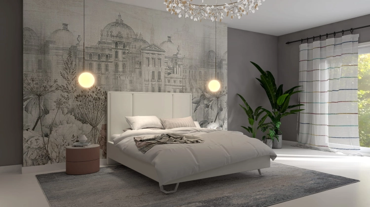 Łóżko CRISTIANO tapicerowane light (z pojemnikiem lub bez pojemnika)  - Bed Design w Świat Sypialni Piaseczno