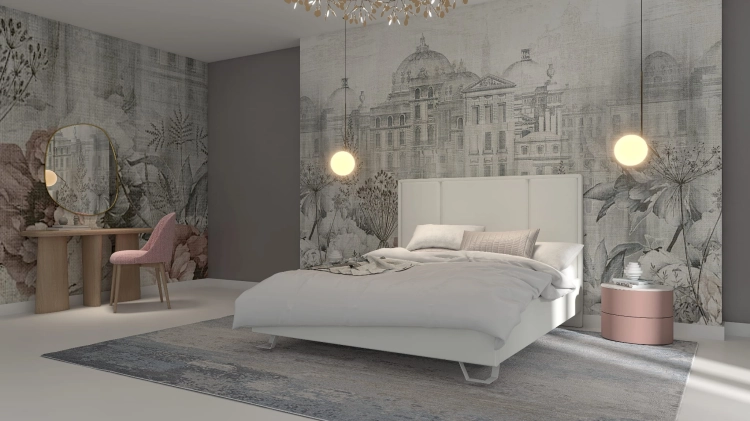 Łóżko CRISTIANO tapicerowane light (z pojemnikiem lub bez pojemnika)  - Bed Design w Świat Sypialni Piaseczno