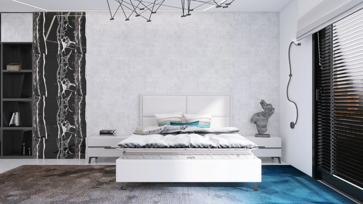 Łóżko LEONE tapicerowane light (z pojemnikiem lub bez pojemnika) - Bed Design w Świat Sypialni Piaseczno