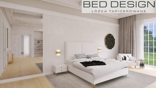 Łóżko SISTO tapicerowane light (z pojemnikiem lub bez pojemnika) - Bed Design w Świat Sypialni Piaseczno