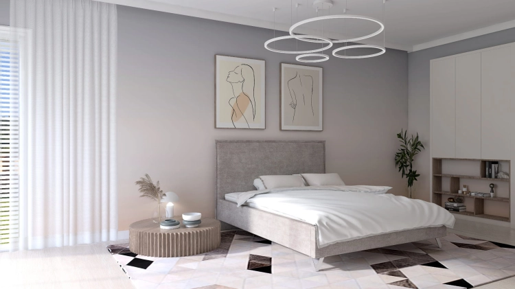 Łóżko PAOLO tapicerowane light (z pojemnikiem lub bez pojemnika) - Bed Design w Świat Sypialni Piaseczno