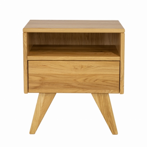 Minimalistyczna Drewniana Szafka nocna SN 301 Dębowa - Drewmax 