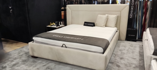 Łóżko GIORGIO tapicerowane / ramowe z szerokim zagłówkiem - Bed Design w Świat Sypialni Piaseczno