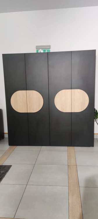 Sypialnia OVALO, meble do sypialni, Kolor Czarny mat + Dąb Hicora - New Elegance Świat Sypialni Piaseczno szafa