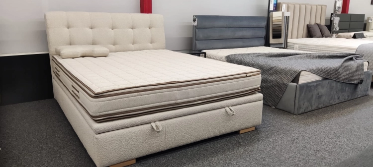 Łóżko LUXOR Slim kontynentalne z pojemnikiem, profilowany zagłówek - Hauss w Świat Sypialni Piaseczno tkanina Baloo Top Textil  100/200 120/200 140/200 160/200 180/200  200/200