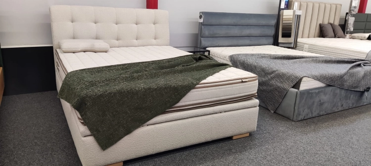 Łóżko LUXOR Slim kontynentalne z pojemnikiem, profilowany zagłówek - Hauss w Świat Sypialni Piaseczno tkanina Baloo Top Textil  100/200 120/200 140/200 160/200 180/200  200/200