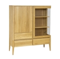DREWMAX-WITRYNA-DEBOWA-KW337-NATURALNY-INT_PRAWA_Witryna drewniana dębowa KW 337 w stylu Retro kolekcja - Drewmax w Świat Sypialni Piaseczno