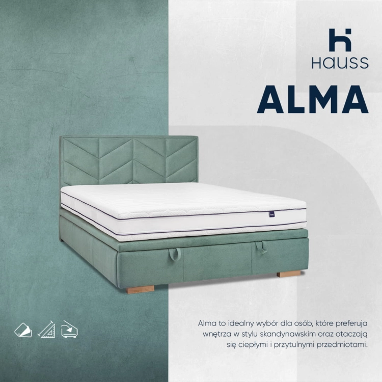 Łóżko kontynentalne ALMA SLIM z pojemnikiem - zagłówek w jodełkę - HAUSS w Świat Sypialni Piaseczno 120x200 140x200 160x200 180x200 200x200
