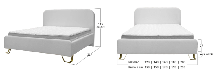Łóżko z zaokrąglonymi rogami CLETO Light (z pojemnikiem lub bez pojemnika) - Bed Design w Świat Sypialni Piaseczno