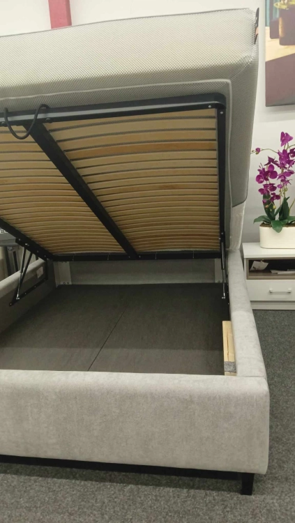 Łóżko kontynentalne CRISTIANO Easy Kontynent z pojemnikiem na pościel - Bed Design, obicie TopTextil Hevia 207.16 kolor szary, w Świat Sypialni Piaseczno