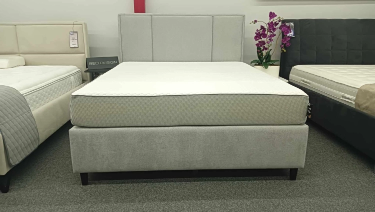 Łóżko kontynentalne CRISTIANO Easy Kontynent z pojemnikiem na pościel - Bed Design, obicie TopTextil Hevia 207.16 kolor szary, w Świat Sypialni Piaseczno
