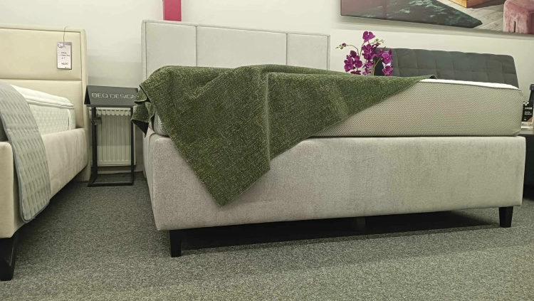 Łóżko kontynentalne CRISTIANO Easy Kontynent z pojemnikiem na pościel - Bed Design, obicie TopTextil Hevia 207.16 kolor szary, w Świat Sypialni Piaseczno