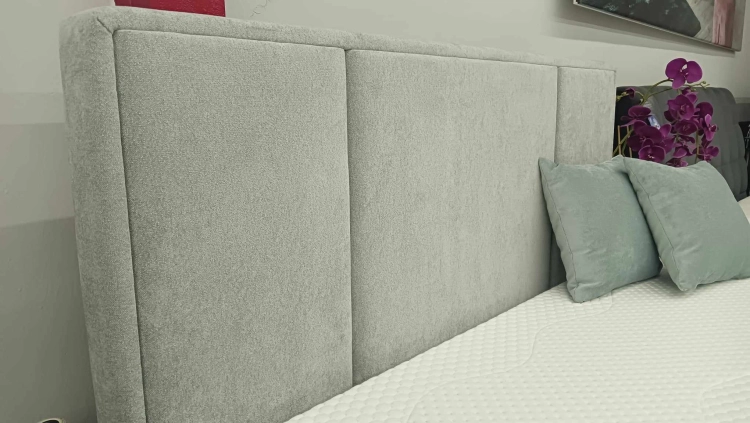 Łóżko kontynentalne CRISTIANO Easy Kontynent z pojemnikiem na pościel - Bed Design, obicie TopTextil Hevia 207.16 kolor szary, w Świat Sypialni Piaseczno