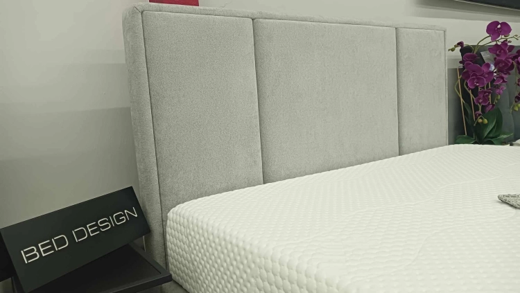 Łóżko kontynentalne CRISTIANO Easy Kontynent z pojemnikiem na pościel - Bed Design, obicie TopTextil Hevia 207.16 kolor szary, w Świat Sypialni Piaseczno