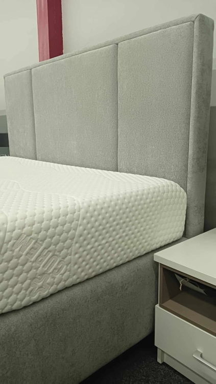 Łóżko kontynentalne CRISTIANO Easy Kontynent z pojemnikiem na pościel - Bed Design, obicie TopTextil Hevia 207.16 kolor szary, w Świat Sypialni Piaseczno