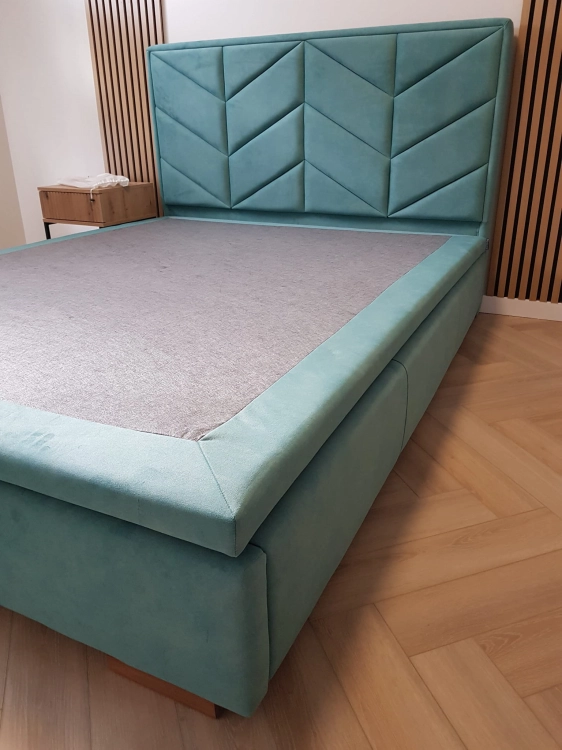 Alma_Łóżko kontynentalne ALMA SLIM z pojemnikiem - zagłówek w jodełkę - HAUSS w Świat Sypialni Piaseczno 120x200 140x200 160x200 180x200 200x200