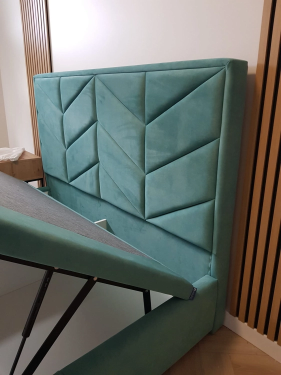 Alma_Łóżko kontynentalne ALMA SLIM z pojemnikiem - zagłówek w jodełkę - HAUSS w Świat Sypialni Piaseczno 120x200 140x200 160x200 180x200 200x200