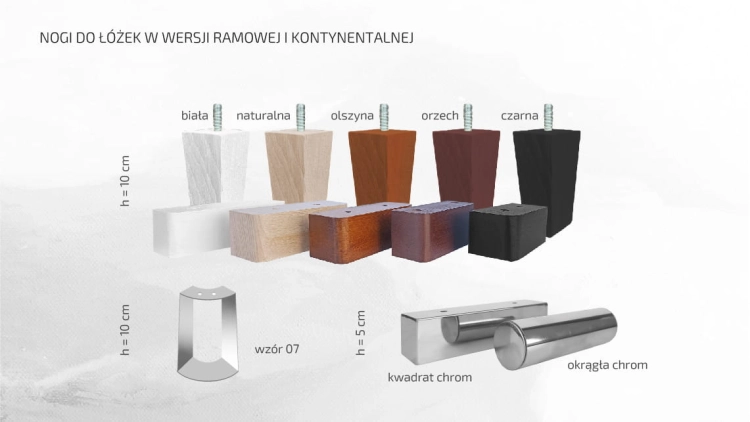 nogi bed design ramowe_Łóżko z zaokrąglonymi rogami CLETO Light (z pojemnikiem lub bez pojemnika) - Bed Design w Świat Sypialni Piaseczno