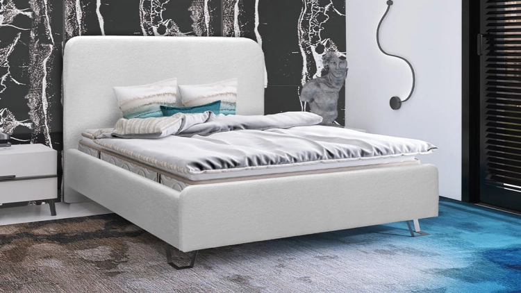 Łóżko z zaokrąglonymi rogami CLETO Light (z pojemnikiem lub bez pojemnika) - Bed Design w Świat Sypialni Piaseczno