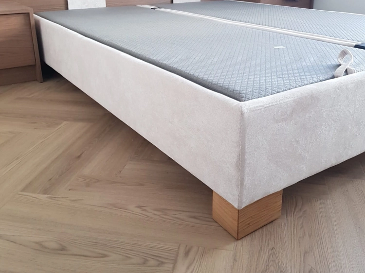 Sama Podstawa P z pojemnikiem do łóżek kontynentalnych - New Elegance, łóżko kontynentalne bez zagłówka. 2x80/200 Milton new 01, noga 10 cm, dąb lakierowany