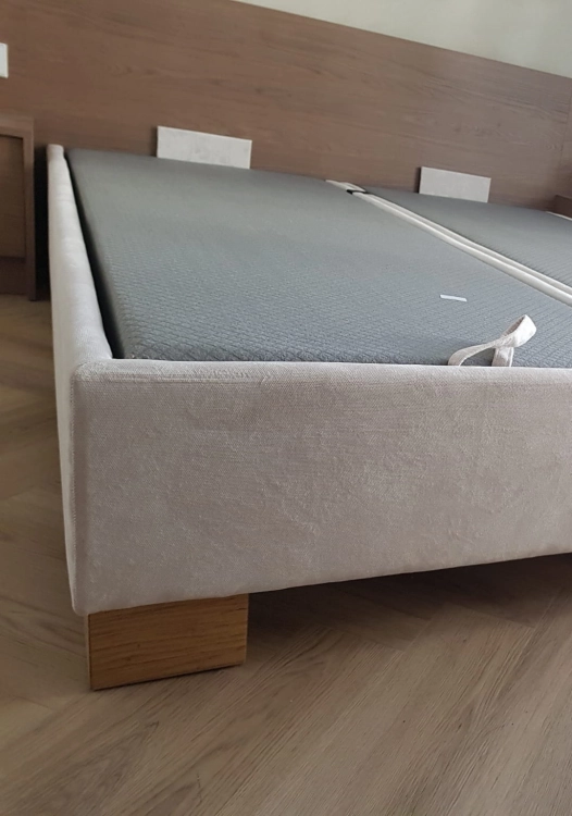 Sama Podstawa P z pojemnikiem do łóżek kontynentalnych - New Elegance, łóżko kontynentalne bez zagłówka. 2x80/200 Milton new 01, noga 10 cm, dąb lakierowany