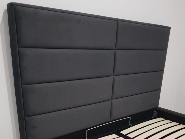 Wezgłowie do Łóżka Quaddro Double 140x200 z pojemnikiem i stelażem, Obicie: Fargotex Maya 22, bok 30/5cm, wezgłowie 110 cm + noga drewno 10 cm, kolor czarny