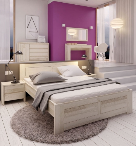 Łóżko drewniane bez pojemnika LK 212 -  Dębowe / Drewmax 